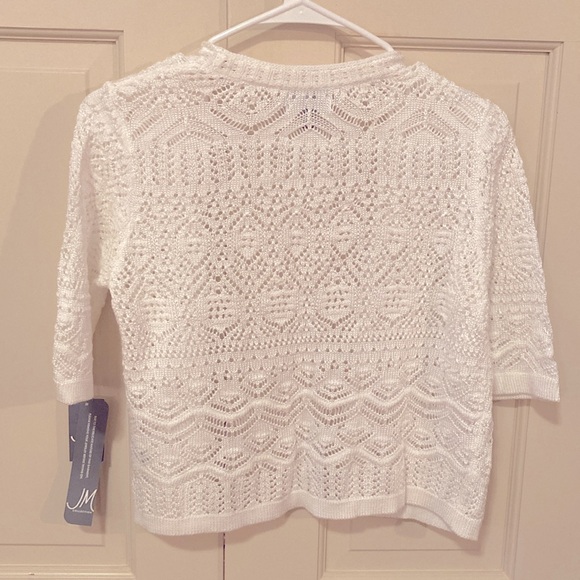 NWT JM Collection Cropped White Crocheted Shrug, size Petite Medium - Picture 2 of 3